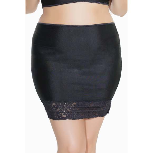 Coquette - Plus Size High Waisted Lace Trim Skirt - Picture 1 of 3